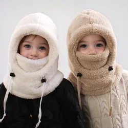 Gorro de felpa con máscara facial para niños – Protección invierno