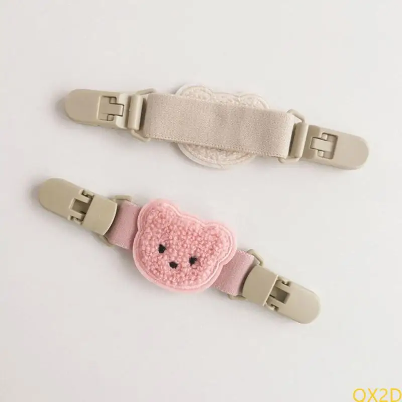 QX2D Baby Slingdress Correa hombro Nonslip Clip tirantes Correa hombro Clip niños Pantalones en general Lindo oso elástico - imagen 3