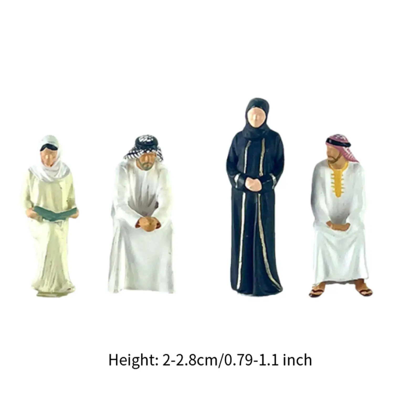 4Pcs 1:64 Hand Painted People Figures Resin for Fariy Garden Miniature Scene