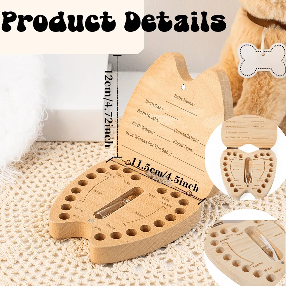 Caja de madera de Hada de los dientes personalizada, caja de recuerdos personalizada, almacenamiento de dientes para niños, almacenamiento de primeros dientes, regalo Unisex para bebé, regalo de bautizo - imagen 2
