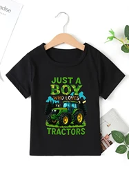 Camiseta infantil estampado de tractores – Algodón suave para verano