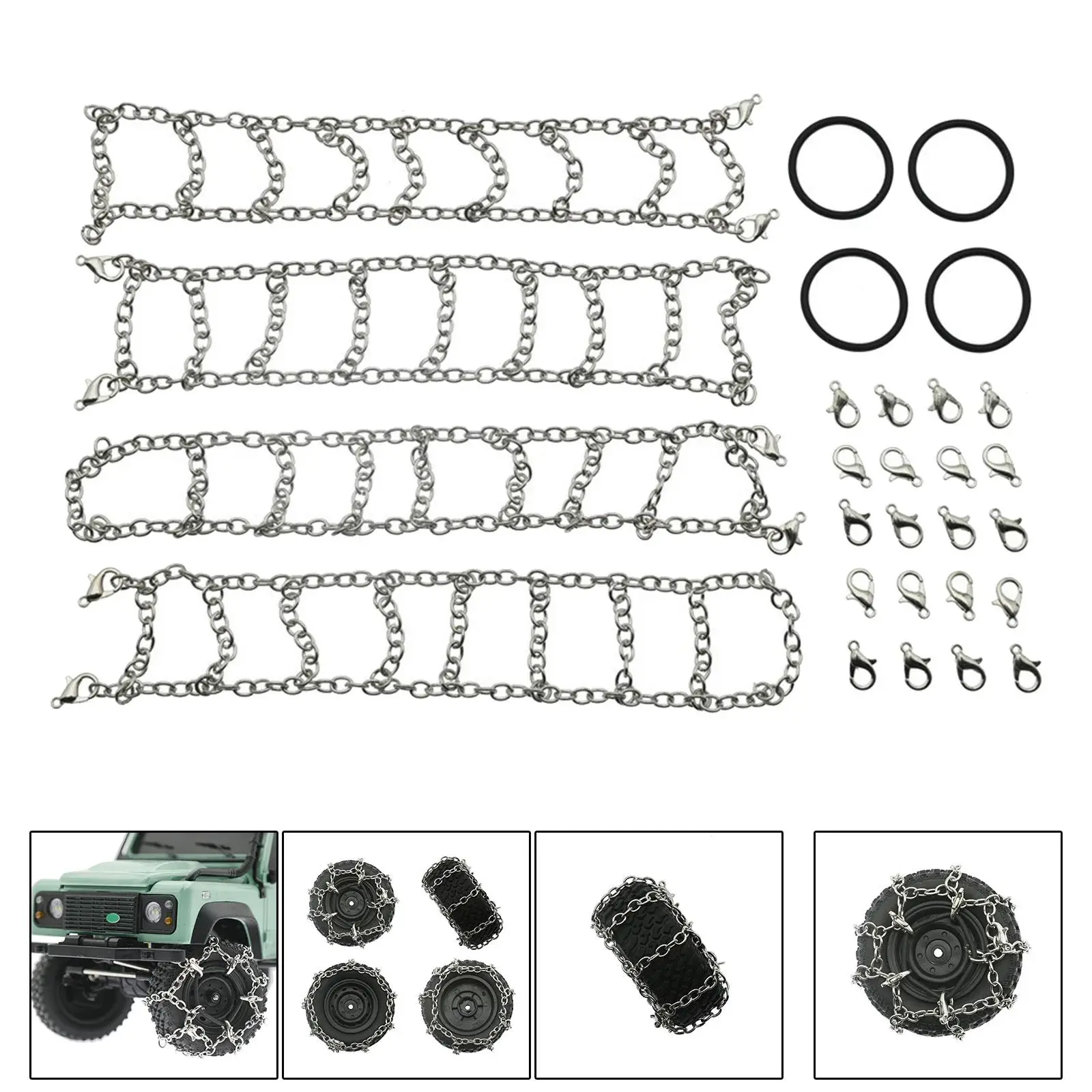 Snow Tire Chains Accessory Easy to Install Upgrades for MN82 LC79 1/12 Pickup Crawler Truck Vehicles RC Remote Control Car Hobby