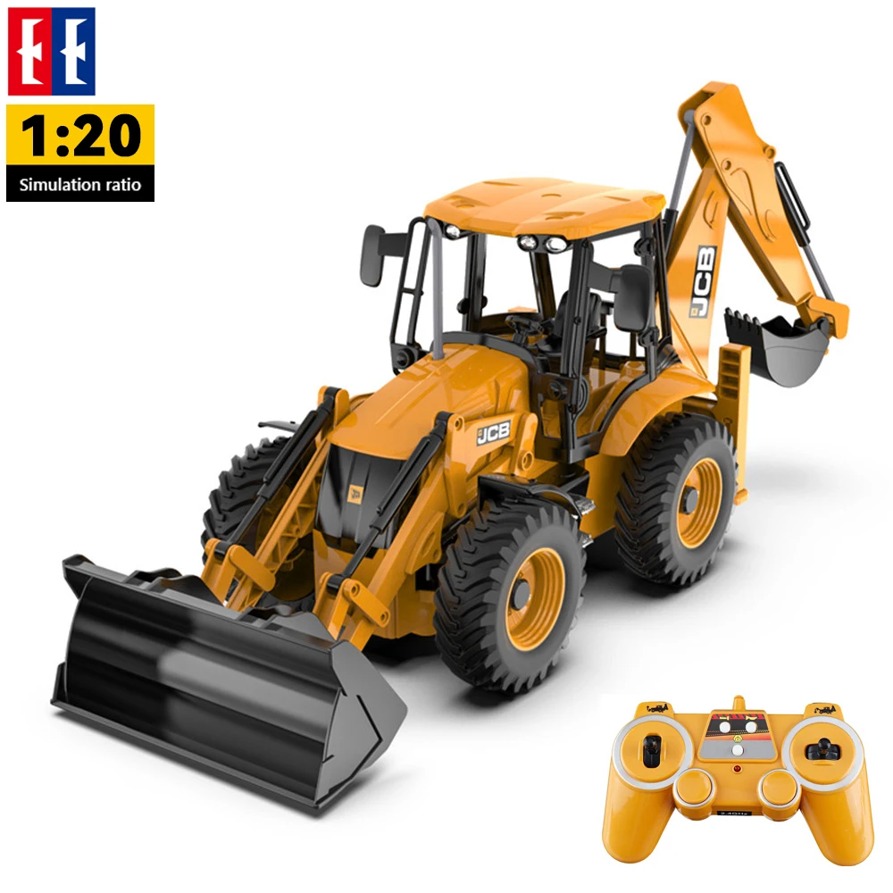 Excavadora JCB de control remoto con sonido y luz para niños