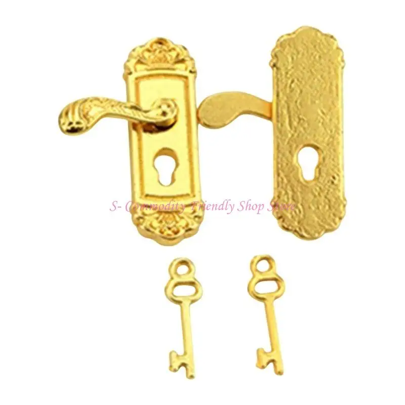 85AE Juego llaves y cerradura puerta para casas muñecas en miniatura a escala 1/12, accesorios decoración para casas - imagen 3