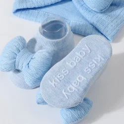Conjunto calcetines y gorro lazo para bebé niña – Algodón suave elástico