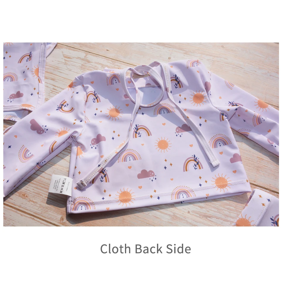 Traje de baño estampado de moda de alta calidad para niñas, ropa de natación, ropa de playa de manga larga, traje de baño de dos piezas - imagen 3