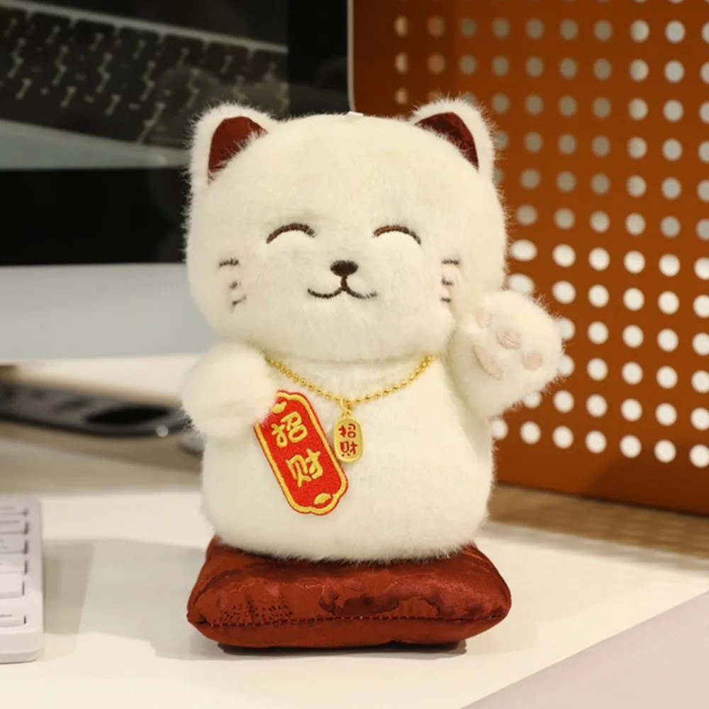 Gato de peluche navideño con collar de la suerte blando - imagen 5