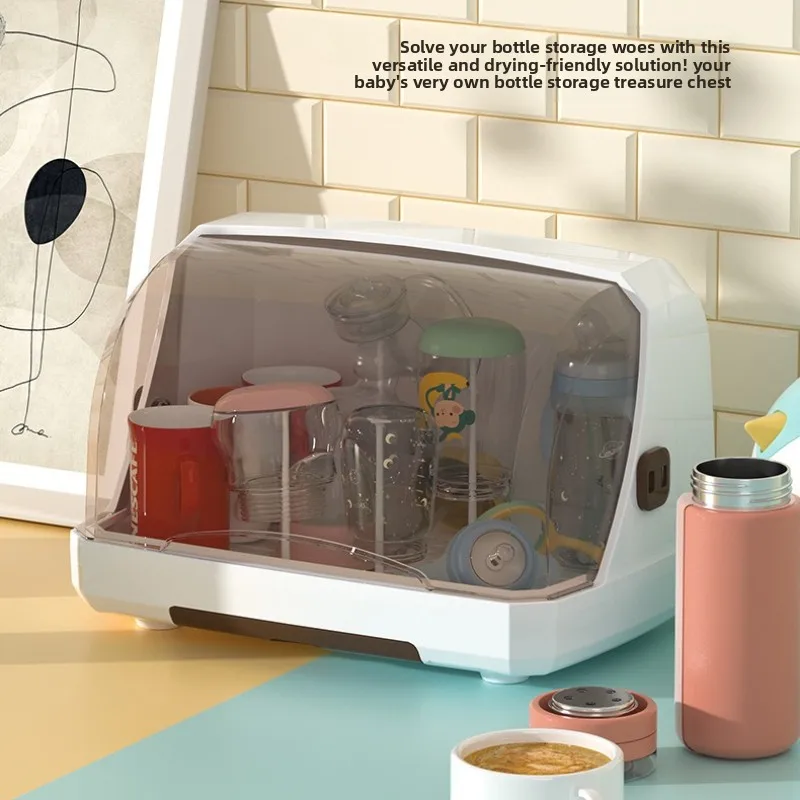 Caja organizadora de biberones, gabinete de almacenamiento de gran capacidad con tapa, escurridor a prueba de polvo, Material grueso y duradero de calidad alimentaria - imagen 4