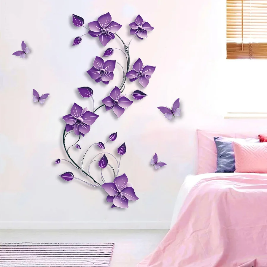 Adhesivo de pared de flor de Bauhinia, adhesivo de pared autoadhesivo de mariposa, adhesivo de decoración del hogar de estilo clásico - imagen 4