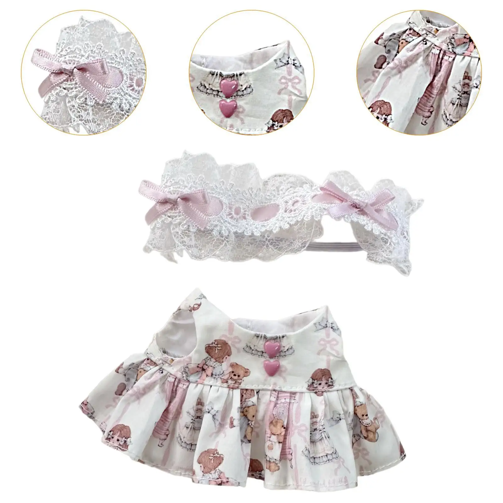 Plush Figure Clothing Costume Accessory, Costumes Fashion, Doll Dress and Hair Accessories Suit, for 6.69inch 5.91inch