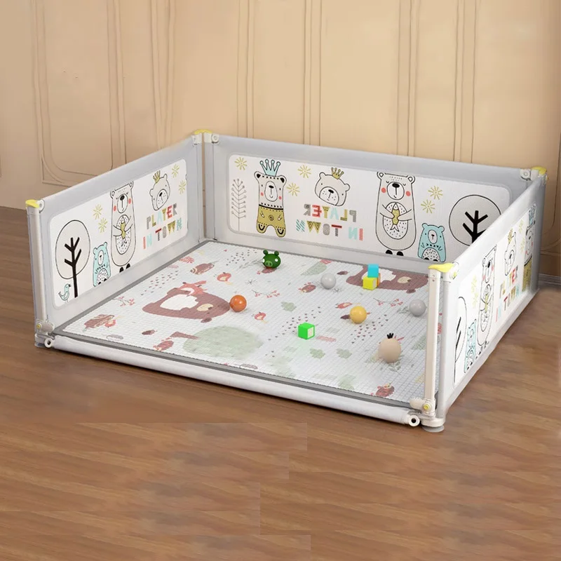 IMBABY-corralito para niños, parque infantil elevable, juego de dibujos animados, corralito para bebés, valla de barrera de seguridad anticolisión - imagen 5