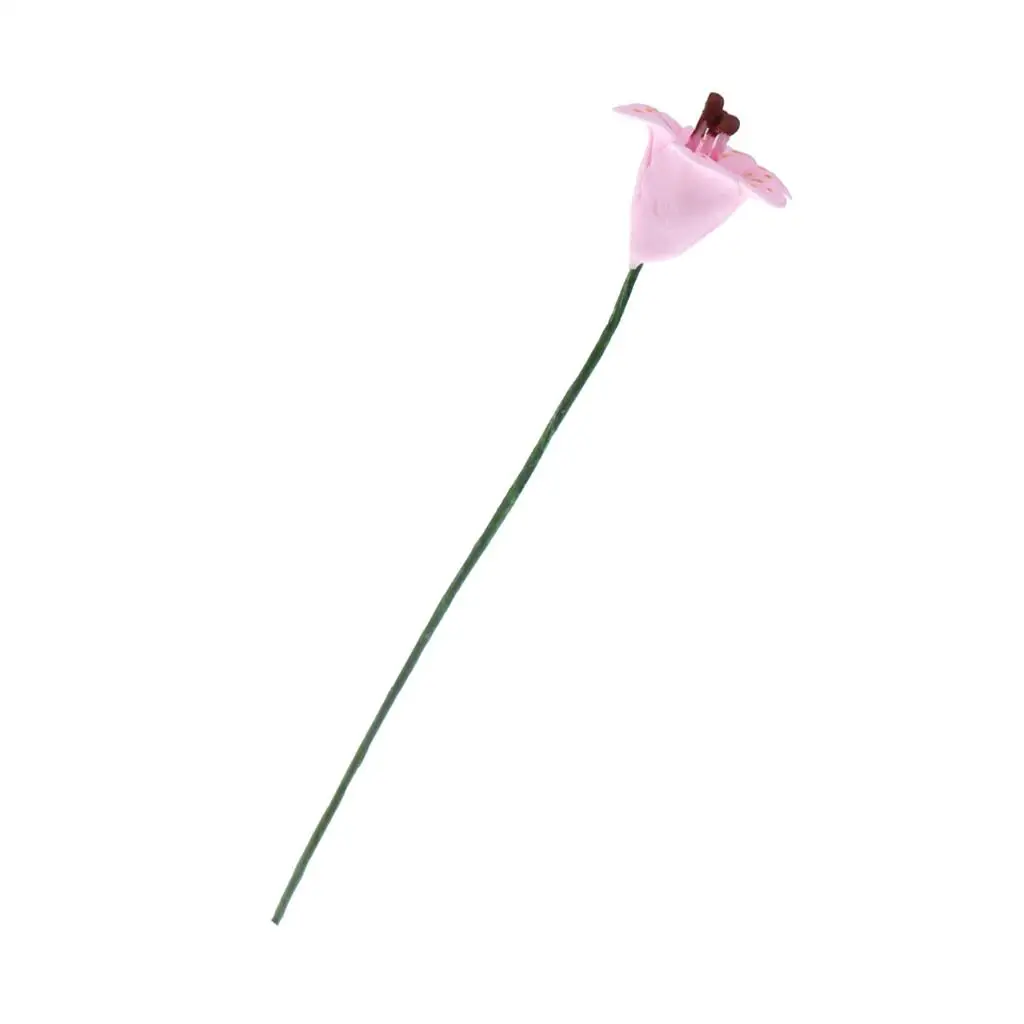2-4pack 1/12 Scale Dollhouse Miniature Lily Flower Pink