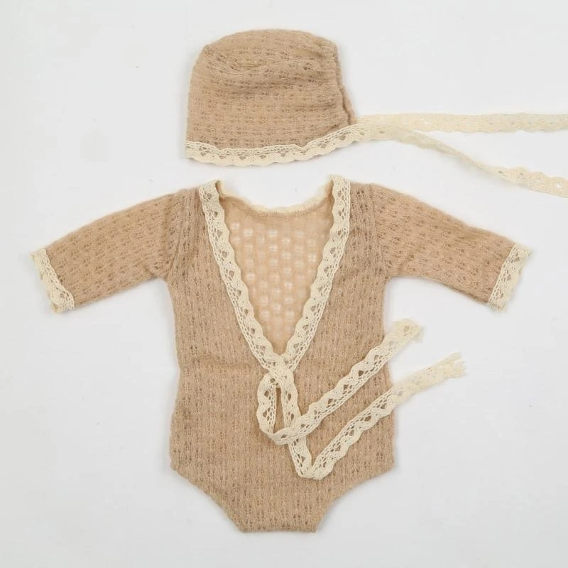 M76C Baby Photography Props Juego disfraces Bodysuit Photo Props 2 PPCS Photostudio Props Pilling Resistance Unisex - imagen 2