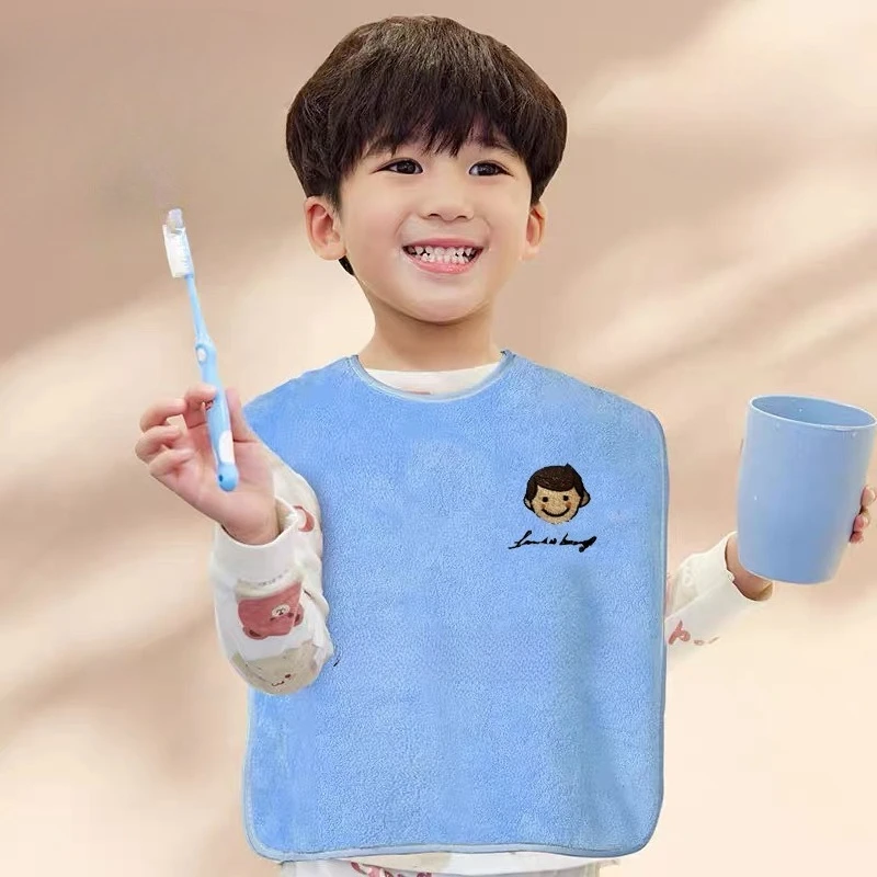 Babero impermeable para bebé, correa para el cuello, toalla de alimentación para cepillar los dientes, lavado de cara, secado rápido, sin mangas, mantiene la ropa seca de 1 a 5 años - imagen 3