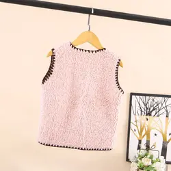 Chaleco polar de lana para niños con cuello en V