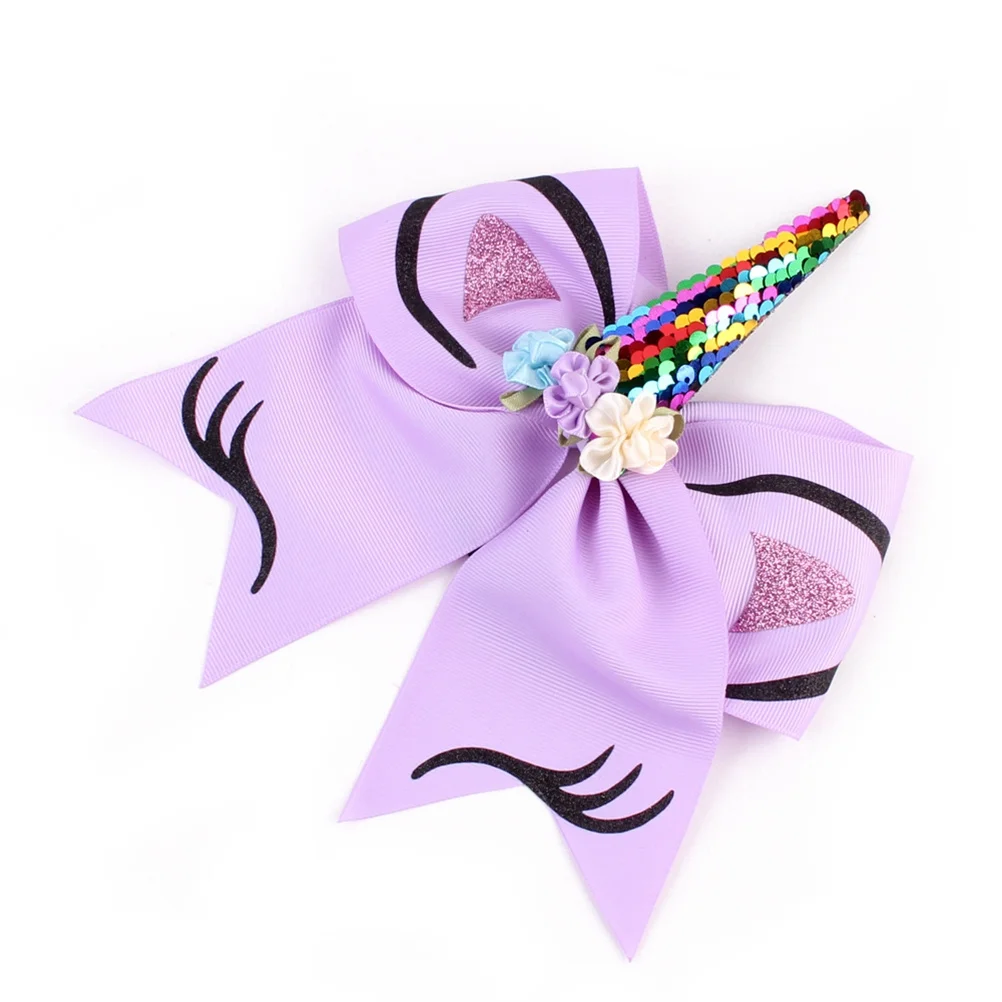 Pinzas para el pelo de unicornio para niñas, accesorios de pajarita morados, atractivos y hermosos fiestas para niños, festivales, regalo diario