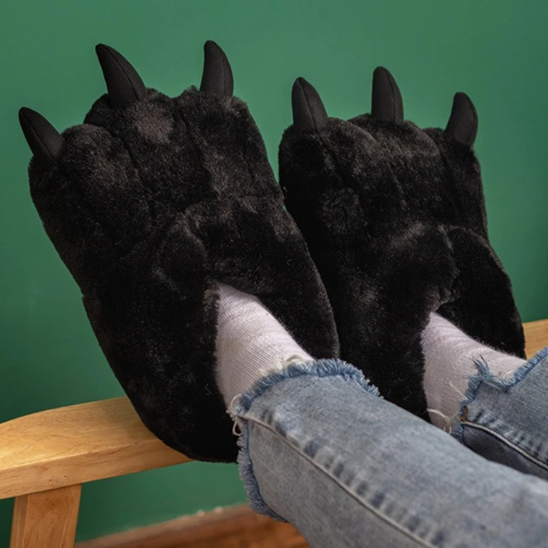 Pantuflas gruesas y cálidas de oso para casa con dibujos suaves - imagen 3