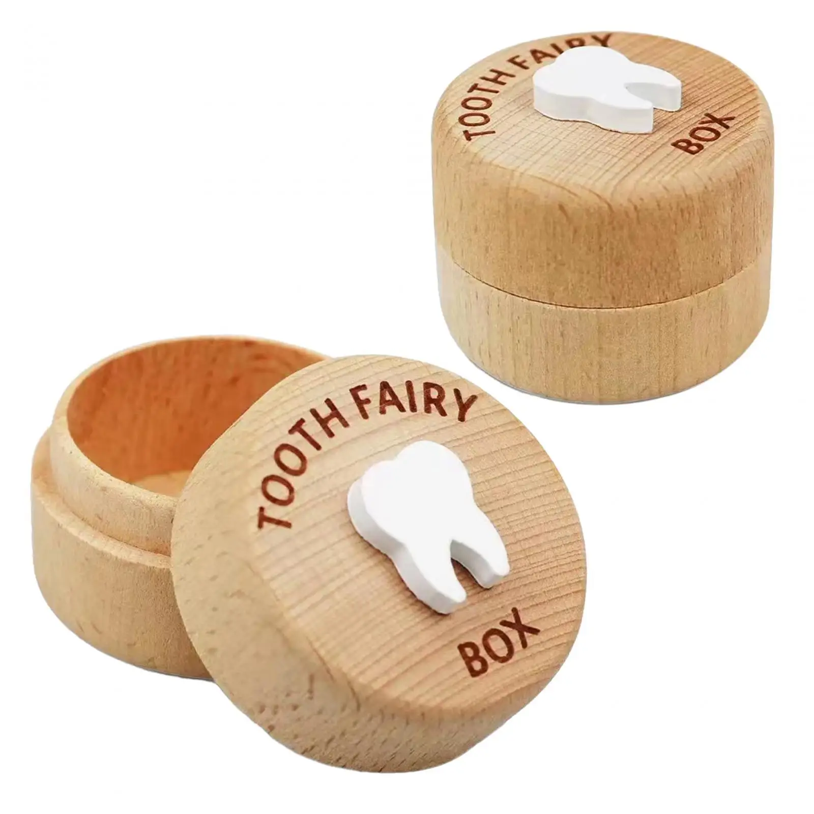 Milk Teeth Storage Box Wooden Tooth Organizer Baby Keepsake Container for Children First Lost Tooth