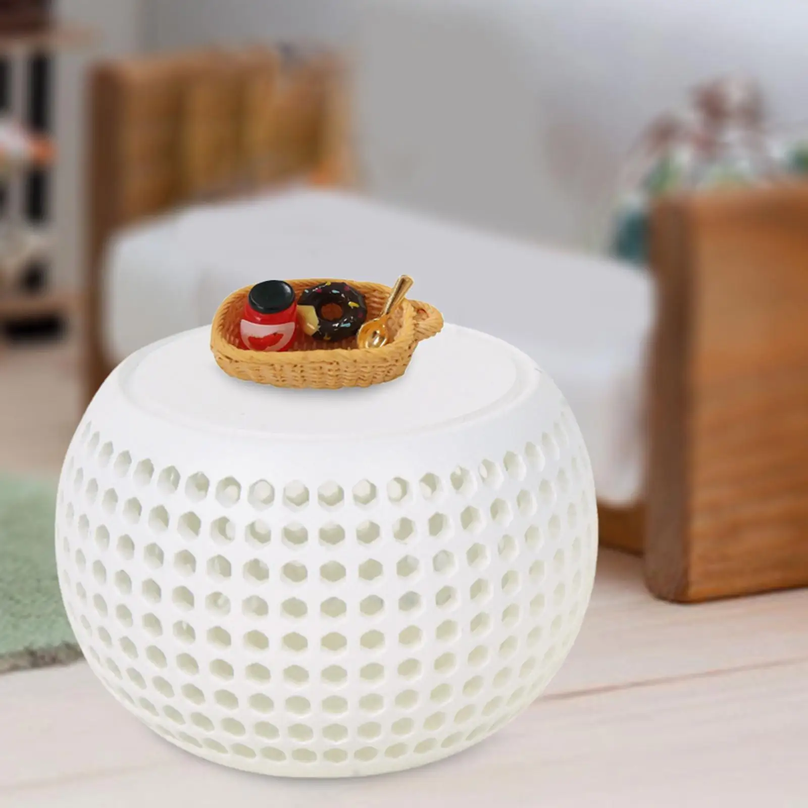 1:12 Dollhouse Round Table Resin Night Stand for DIY Model Dollhouse Diorama