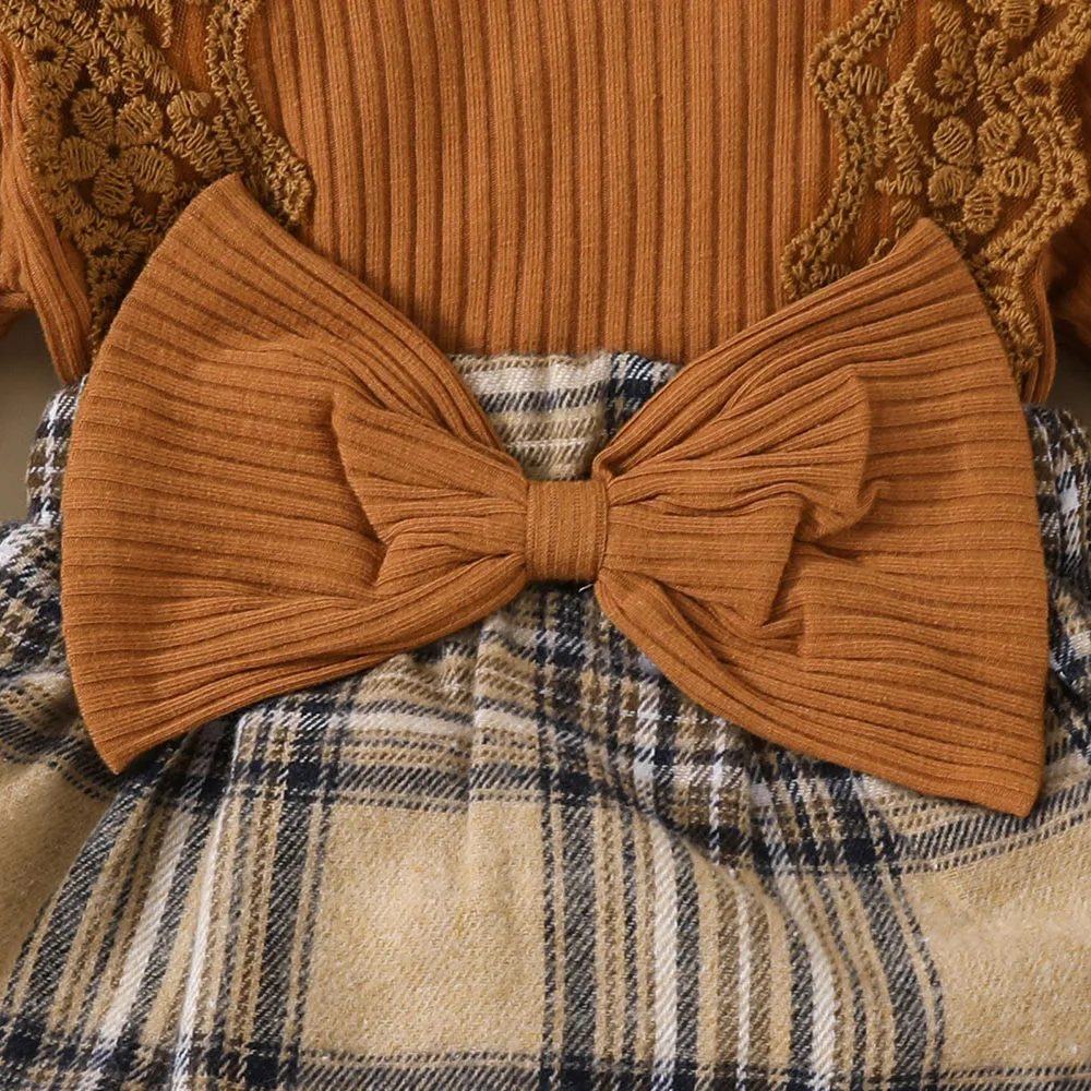 Milangel-ropa para bebés de 0 a 18 meses, Body a cuadros de una pieza con lazo frontal y una pieza - imagen 5