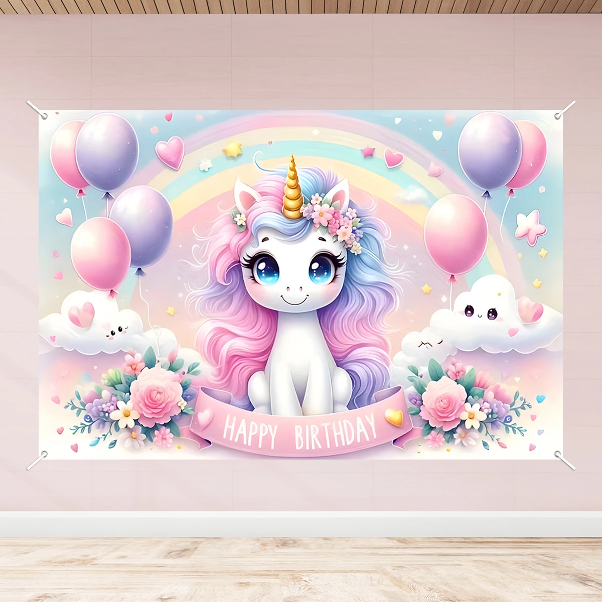 Telón de fondo de unicornio de arco iris, decoraciones de fiesta de feliz primer cumpleaños, decoración para niños y niñas, regalo, unicornio, tela de fondo de fotografía - imagen 5