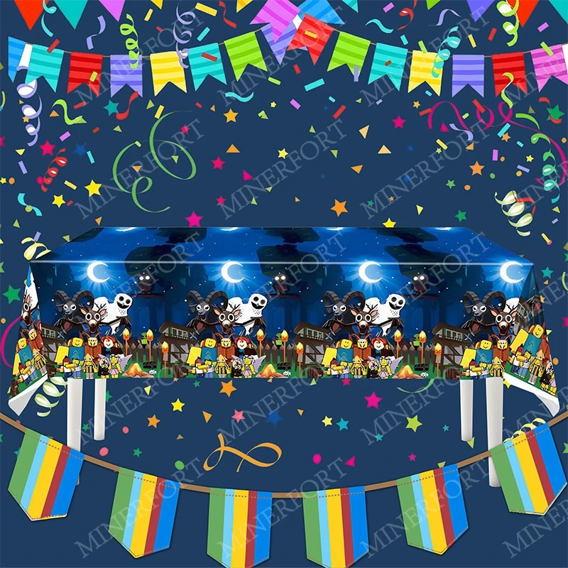 Roblox 99 noches en el bosque mantel temático de dibujos animados para celebrar decoración Anime cumpleaños Baby Shower suministros para fiestas - imagen 4