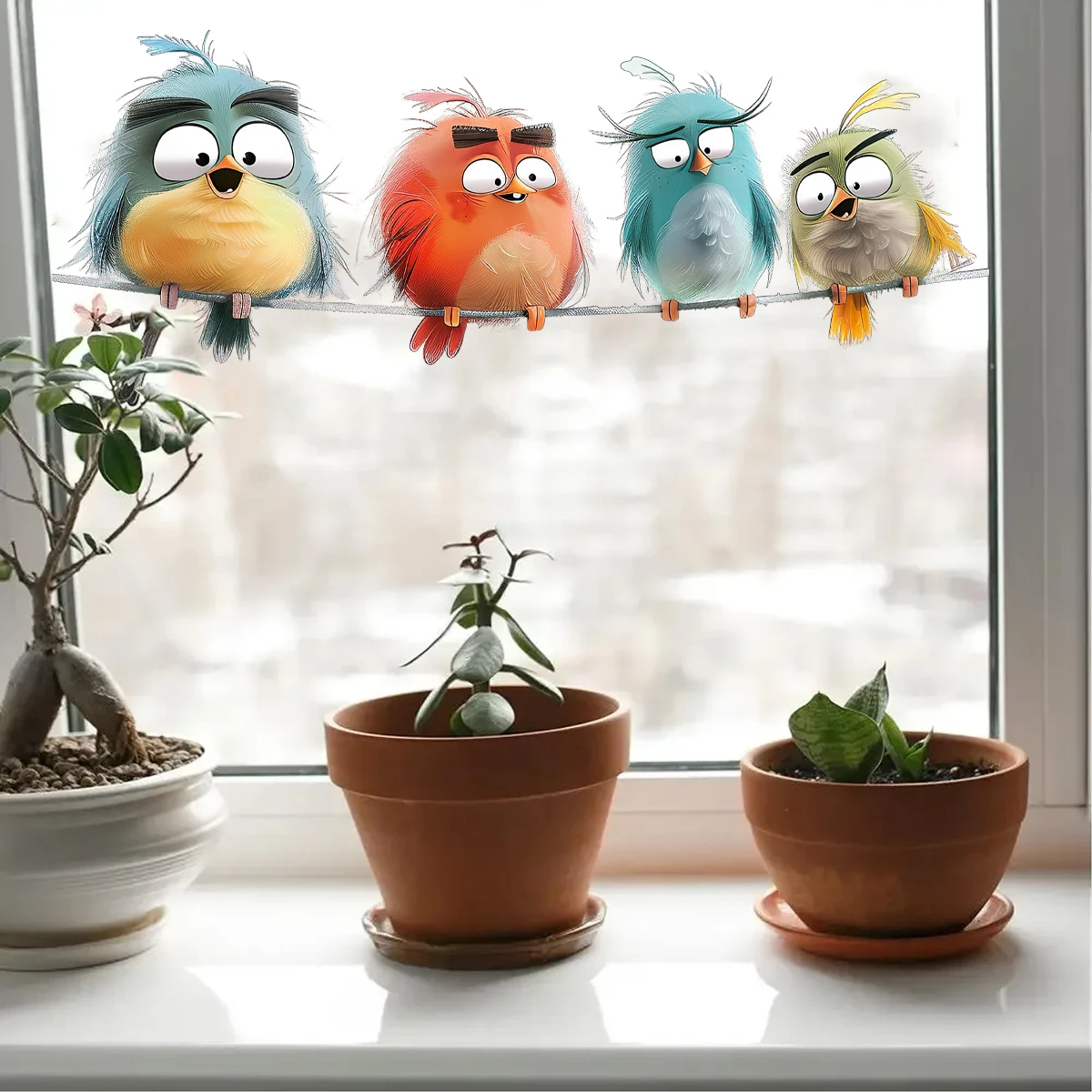 Pegatina de ventana pájaro colorido – Vinilo decorativo PVC extraíble - imagen 5