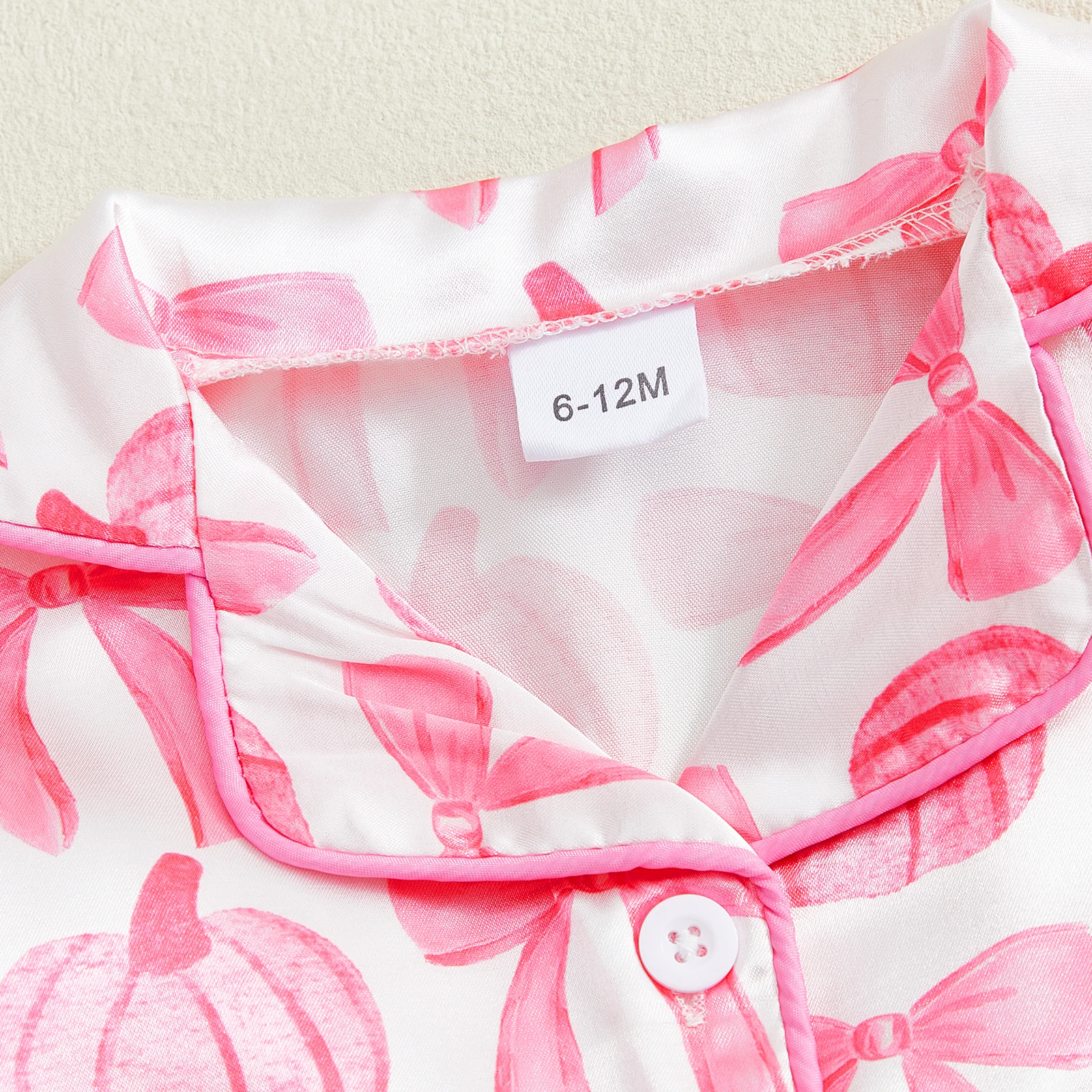 VISgogo Conjunto de pijamas de Halloween para niñas con estampado de lazo de calabaza Tops de manga larga con pantalones de cintura elástica Ropa de dormir - imagen 4