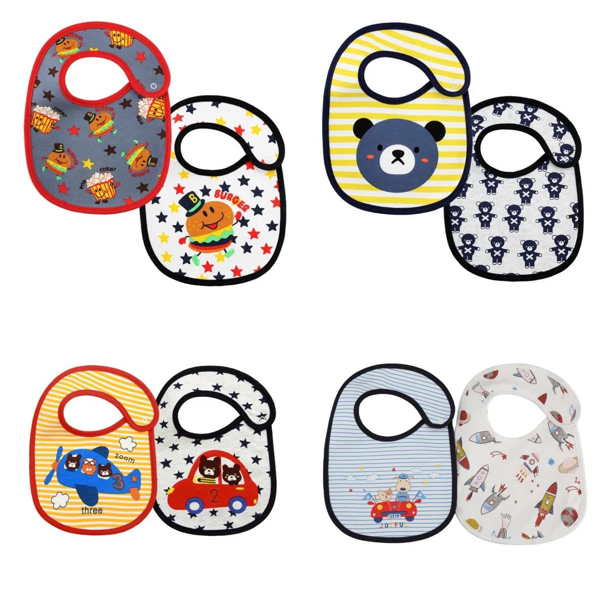 Baberos de algodón suave para bebé, toalla para Saliva con estampado de dibujos animados, babero impermeable para alimentar a niños y niñas, accesorios para bebé recién nacido, 2 uds.