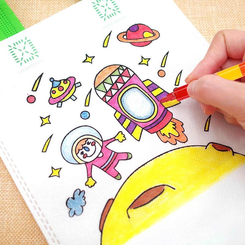 Diy colorido graffiti sacos lápis pintura bolsa não-tecido crianças desenho brinquedos cor cognição pintura material tmz - imagen 5