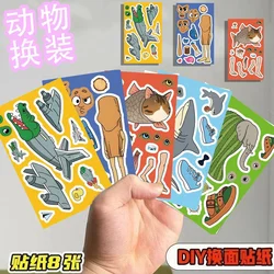 8 Uds. De animales italianos Brainrot, pegatina de rompecabezas DIY para niños, divertido juego Brr Patapim, pegatina de rompecabezas para montar en la cara, juguete para regalo para niños