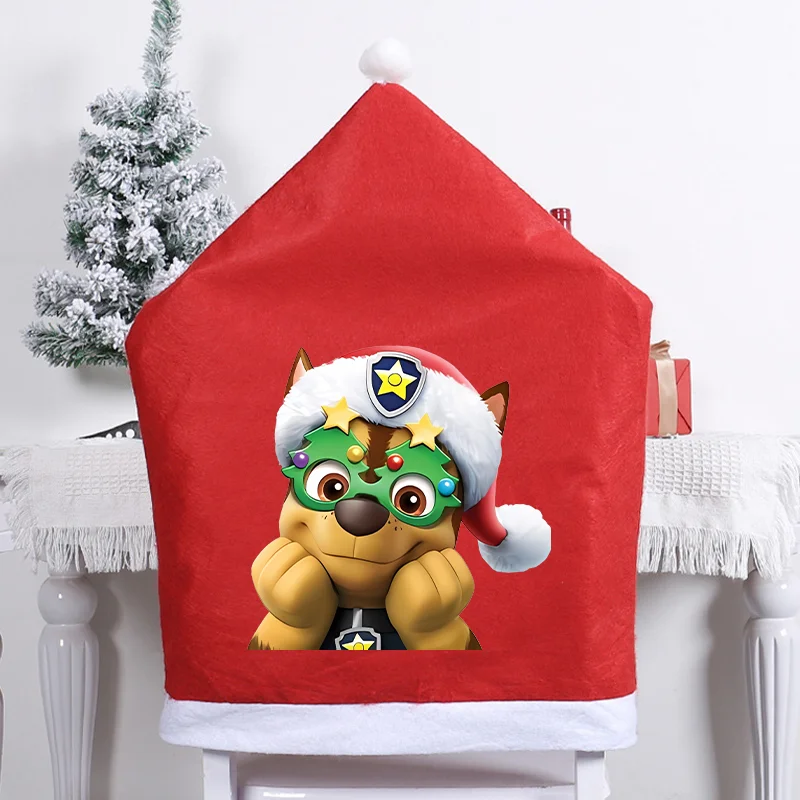 Nuevas decoraciones navideñas de patrulla canina, decoración festiva, fundas para sillas de comedor, bonitas sillas de Anime, funda antipolvo, ambiente de cocina - imagen 4