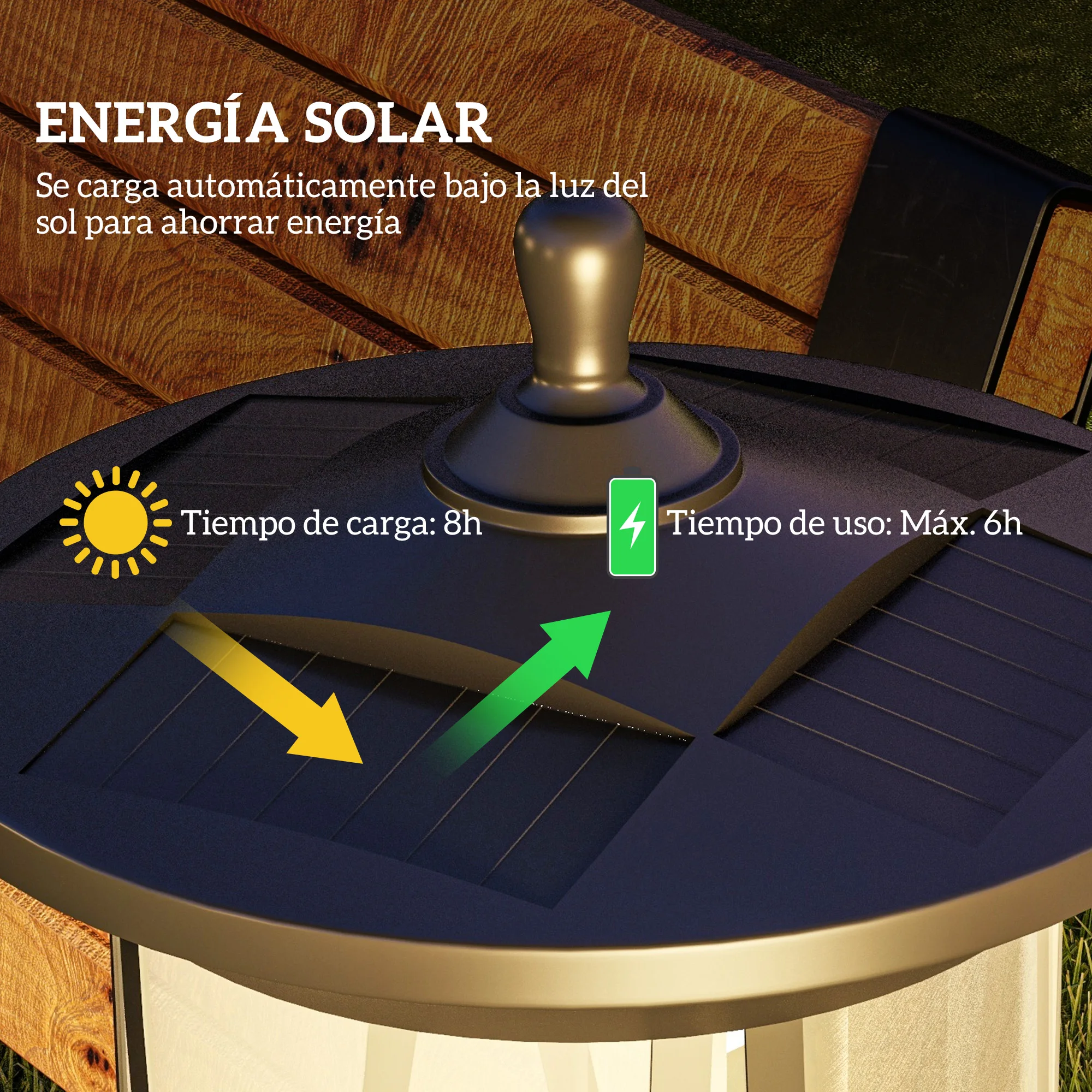 Outsunny Farola Solar Luz Solar de Exterior con Panel Solar Encendido y Apagado Automático IP44 para Terraza Patio 17x17x127 cm Negro - imagen 4