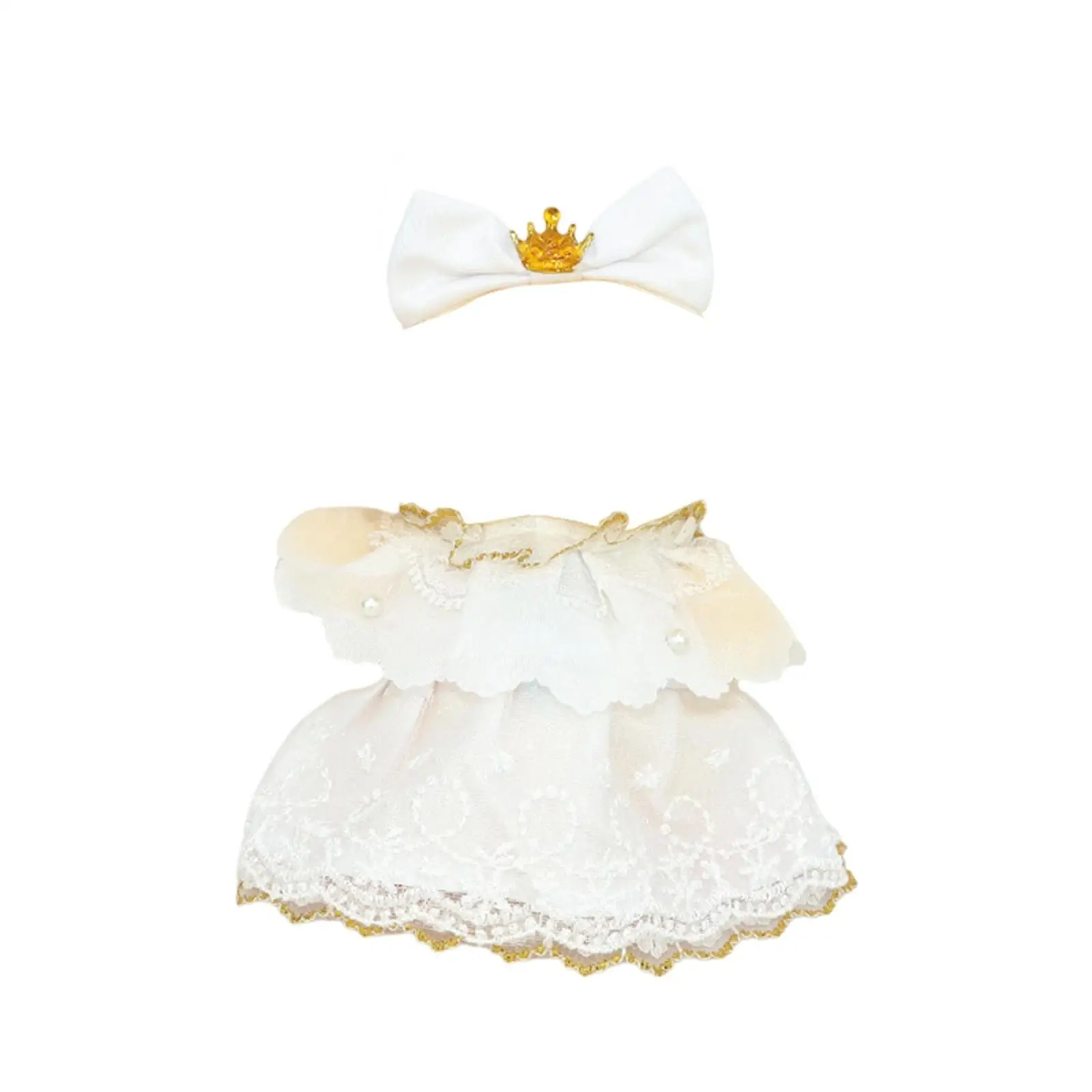 15cm Doll Clothes with Hair Accessory Doll Accessories Clothing Handmade Daily Wear Adorable Lovely Dress up Girl Doll Dress
