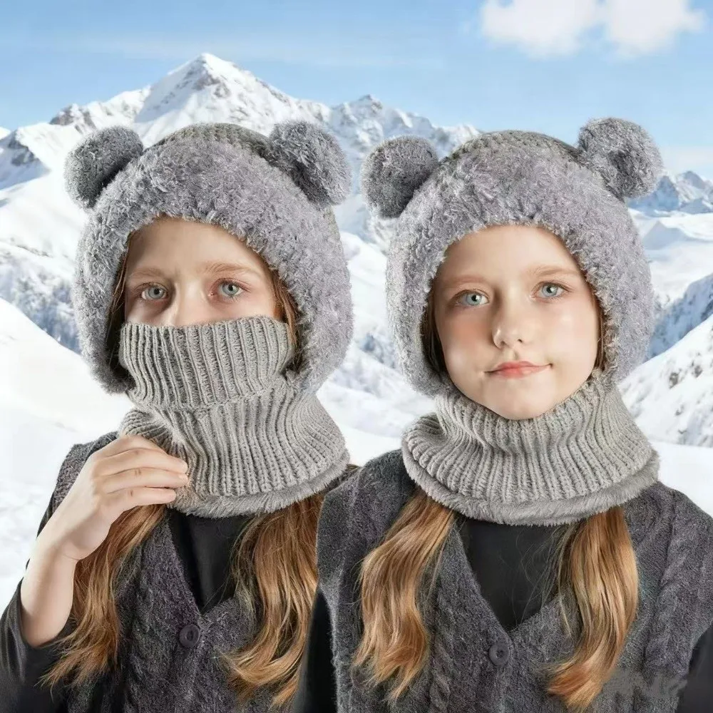 Gorro pasamontañas de invierno con cuello cálido para niñas modernas