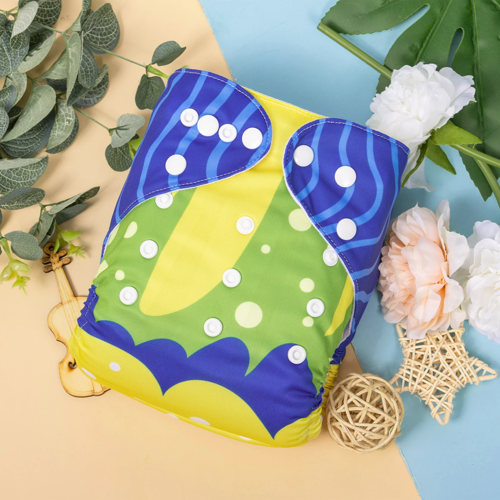 1 pañal de tela para bebé ALVABABY, pañal de tela moderno reutilizable para bebé, cubierta de pañal de bolsillo con posición Digital - imagen 3