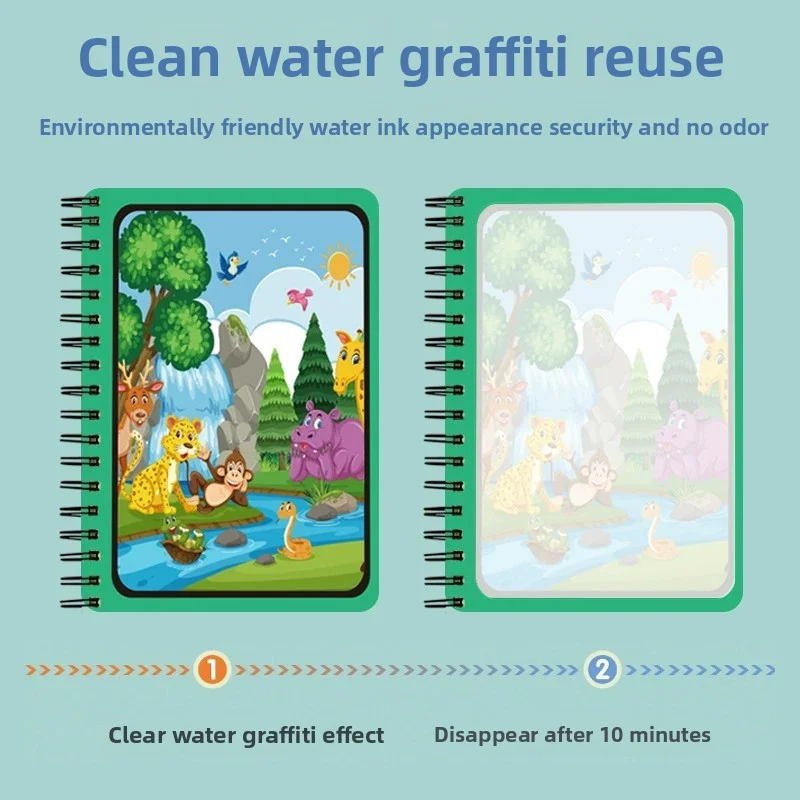 Libro mágico de dibujo al agua para niños, libro para colorear reutilizable, aprendizaje educativo temprano, pintura, juguetes de dibujo para niños - imagen 4
