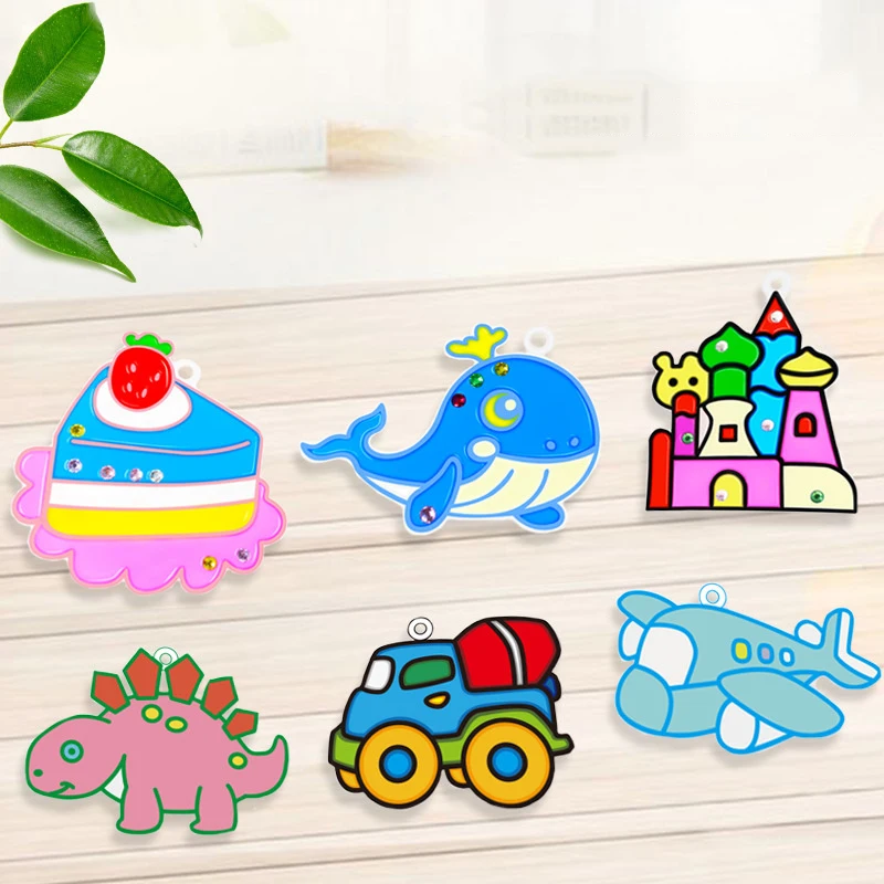 Pintura con pegamento de cristal hecha a mano para niños, juego de juguetes secos al aire, Graffiti para niña, regalo para colorear, Kits de arte educativo sin hornear, pulsera - imagen 3