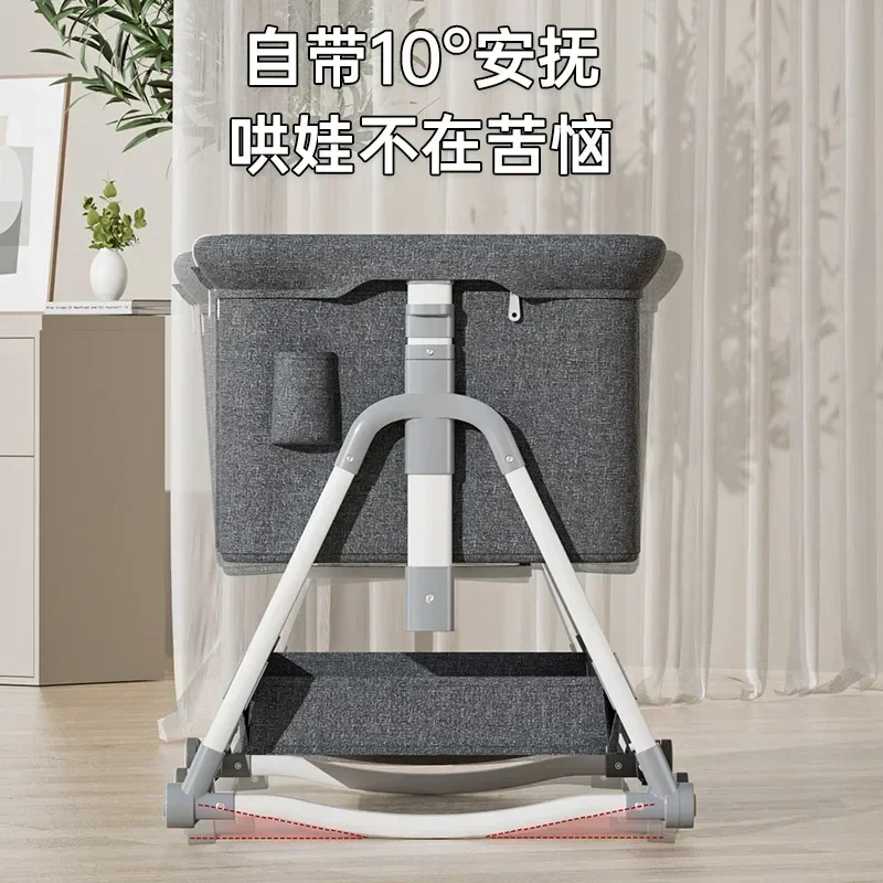 Cuna de bebé móvil portátil, cama grande de empalme ajustable de altura plegable, cuna de bebé, cama BB, leche antidesbordamiento - imagen 2