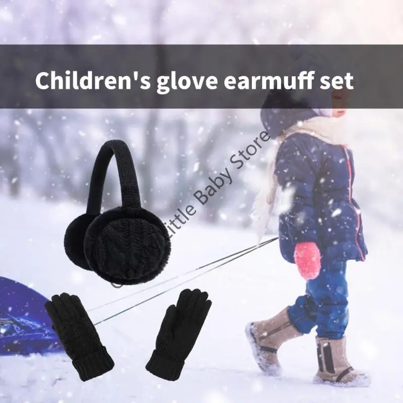 M76C Manoplas con dedos divididos Guantes cálidos y orejeras Conjunto esencial plegable para clima frío para niños Equipo a - imagen 3
