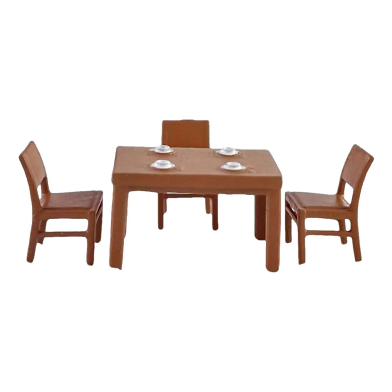 4x 1:64 Furniture Model Resin Crafts Desktop Ornament Collections Photo Props Layout Dioramas Model Scenery Table Chair Set