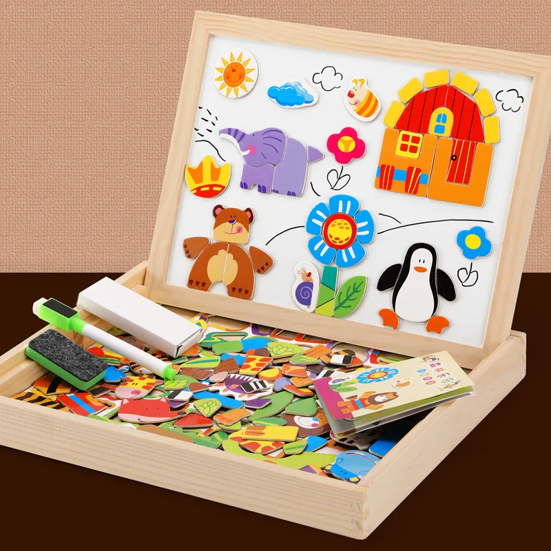 Rompecabezas de madera con pizarra magnética para niños - imagen 2