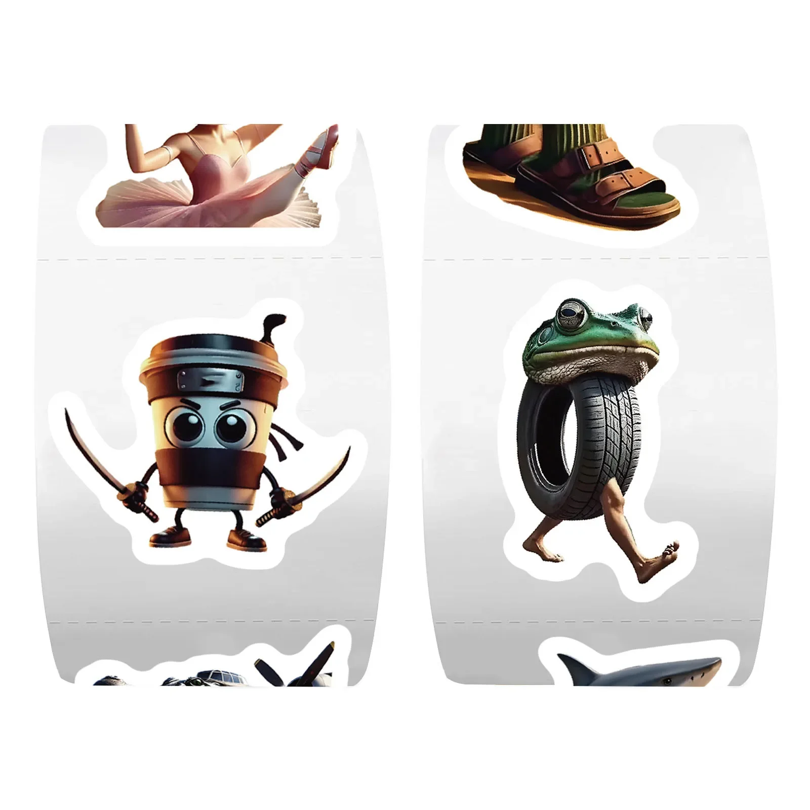 500 uds/rollo Tung Sahur italiano Brainrot AI Abstrac pegatina de sellado DIY PVC pegatinas para ordenador portátil decoración Stiker juguete - imagen 4