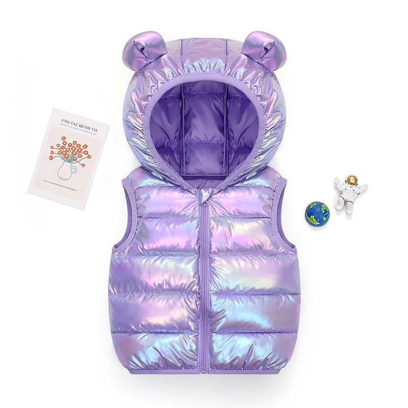 Nuevo chaleco cálido para bebés, niños y niñas, chaleco de algodón con orejas para otoño e invierno, prendas de vestir exteriores para niños, ropa para niños, chaqueta con capucha, chalecos - imagen 3