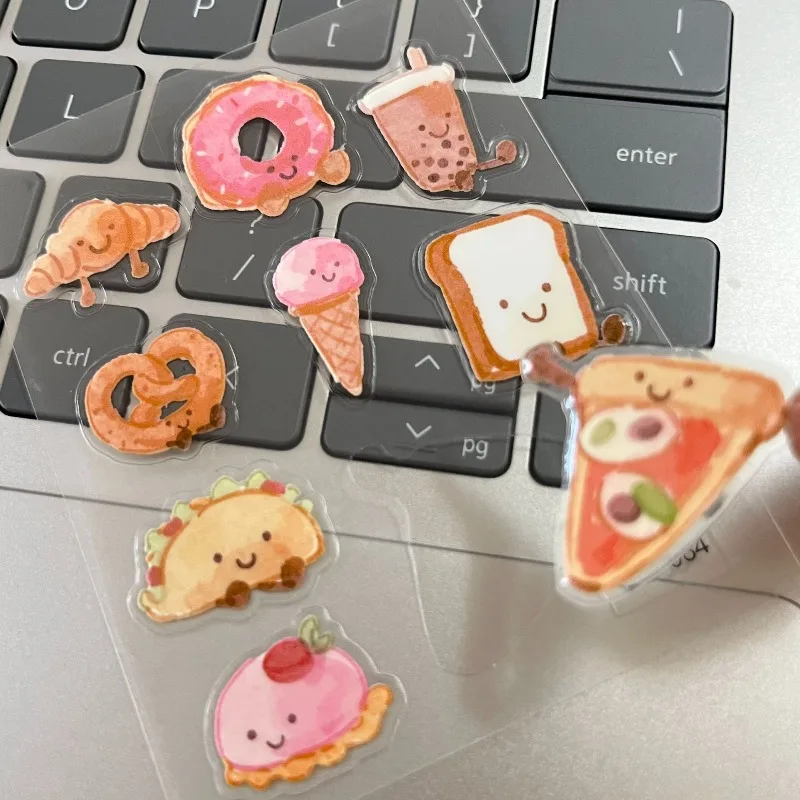 Pegatina artística de gelatina para hornear pan, adhesivo bonito de dibujos animados, portalápices impermeable, pegatina para cámara, pegatinas estéticas estacionarias - imagen 3