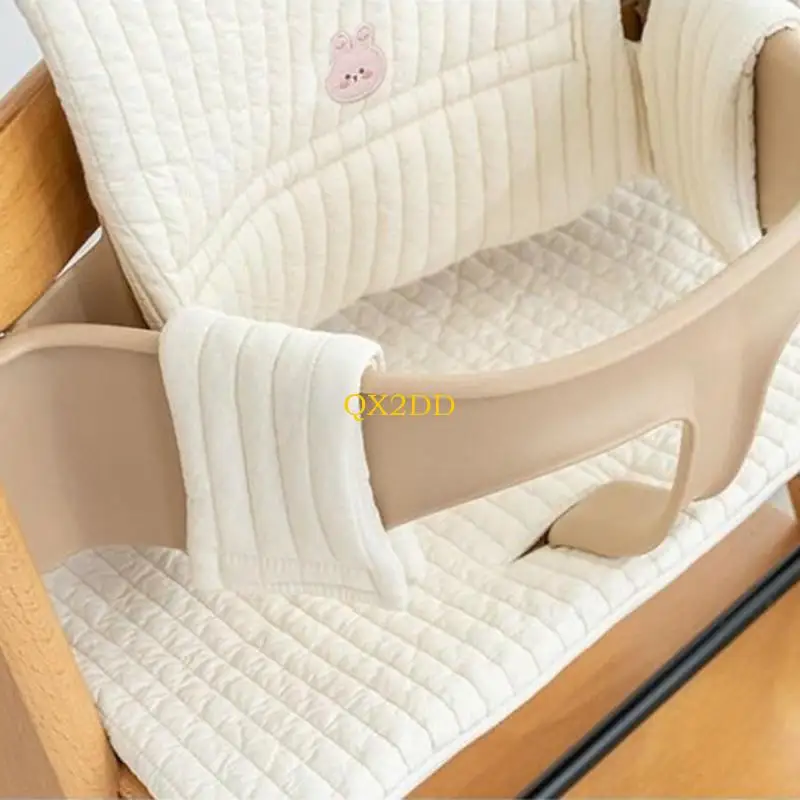 QX2D Cojín para trona con estampado dibujos animados, almohadilla respaldo desmontable, parte inferior antideslizante - imagen 2