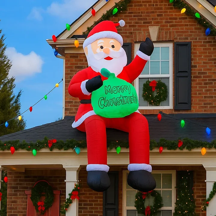 Decoración inflable para vacaciones al aire libre de 5,9 pies, luces de regalo de Papá Noel, decoraciones navideñas para el hogar, adornos de patio de Navidad, juguetes de fiesta - imagen 5