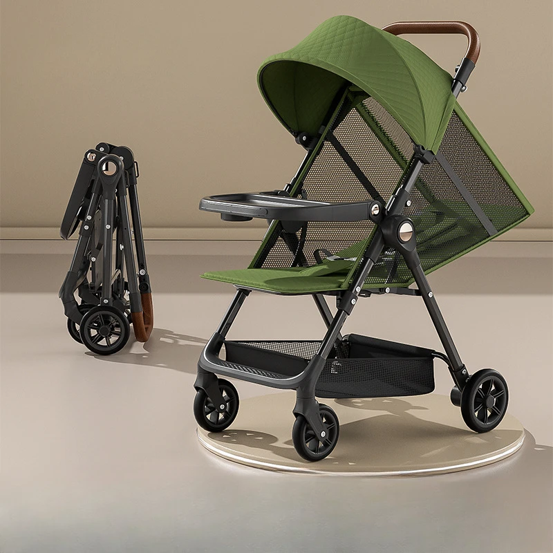 Cochecito de bebé de paisaje alto, talismán portátil para caminar, puede sentarse, tumbarse, coche de bolsillo plegable para niños, seguro y cómodo - imagen 5