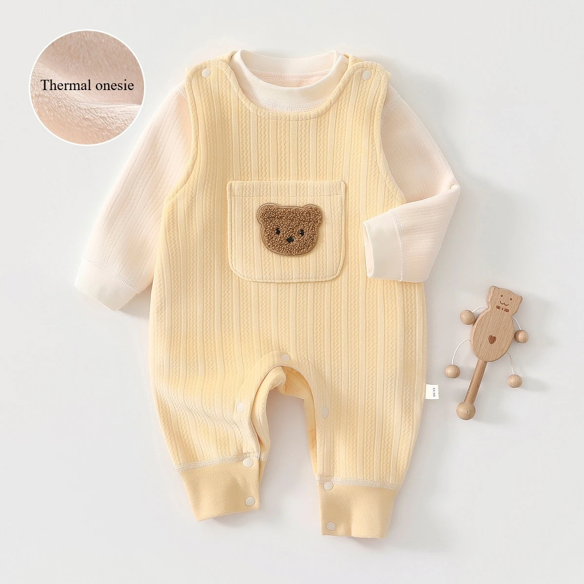 Conjunto de monos gruesos con forro polar para bebé, ropa de otoño/invierno, traje para gatear sin mangas + conjunto superior de 2 piezas para niños y niñas