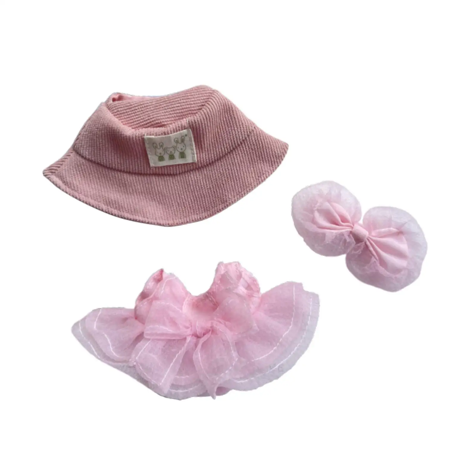 Set of 3 Doll Outfits with Hat And Bow Hairpin for 15-17cm Dolls, Gift Ideas